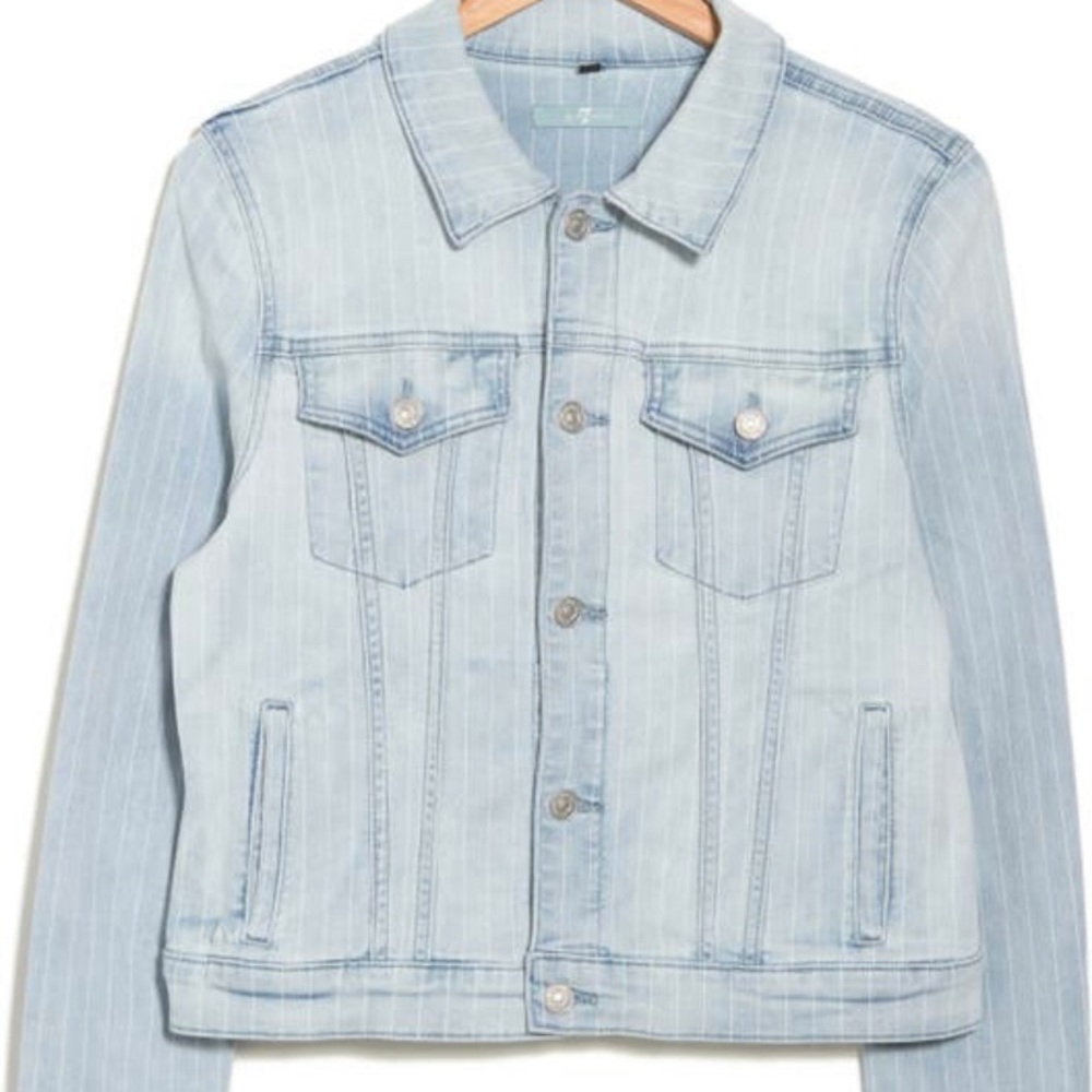 7 For All Man Kind stripped print crop trucker jacket
